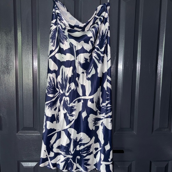 Blue and White A-Line Maxi Skirt with Wrap Style - Picture 2 of 4